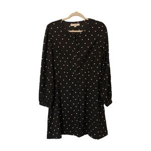 Loft Black Polka Dot Button Up Dress